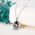 wholesale 925 Sterling Silver Butterfly & Flower Design Teardrop Black Onyx Pendant Necklace Gift for Women-0-3