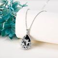 wholesale 925 Sterling Silver Platinum Plated Dragonfly Black Onyx Teardrop Pendant Necklace-0-3