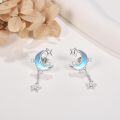 wholesale 925 Sterling Silver Crescent Moon & Star Dangle Earrings for Women Girls -0-3