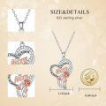 wholesale 925 Sterling Silver Rose Gold Heart Mom Pendant Necklace Cubic Zirconia For Women-0-3