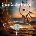 wholesale 925 Sterling Silver Turquoise Feather Dreamcatcher Adjustable Bracelet 8-14cm -0-6
