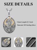 wholesale 925 Sterling Silver Onyx Witch's Knot Tetragrammaton Hecate Lilith Pendant Necklaces for Women Gothic Triple Moon Goddess Jewelry 36 Chain-0-2