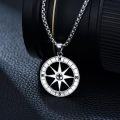 wholesale 925 Sterling Silver  Compass Pendant for Men with Cross and Beaded Chain - 24 inches Total Length-0-3