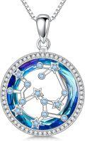 wholesale 925 Sterling Silver Blue Crystal Star Constellation Pendant Necklaces for Women Astrology Gifts-0-0
