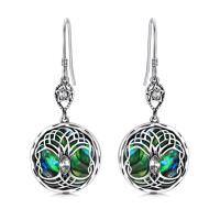 wholesale 925 Sterling Silver Celtic Knot Tree Of Life Earrings Wholesale With Green Malachite And Blue Crystal-White