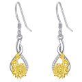 wholesale 925 Sterling Silver Sunflower Drop Earrings Wholesale With Twisted Design-0-0