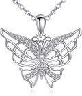 wholesale 925 Sterling Silver CZ Butterfly Pendant Necklace for Women-0-0