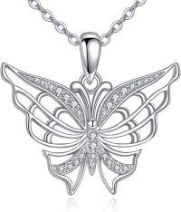 wholesale 925 Sterling Silver CZ Butterfly Pendant Necklace for Women-Butterfly