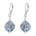 wholesale 925 Sterling Silver Abalone Shell Tree of Life Leverback Dangle Earrings-0-0