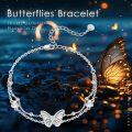 wholesale 925 Sterling Silver Butterfly & Heart Opal Layer Charms Bracelet for Women Girls -0-2