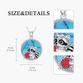 wholesale 925 Sterling Silver Turquoise Stone Raccoon Pendant Necklace s for Women and Girls-0-4
