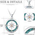 wholesale 925 Sterling Silver Compass Turquoise Pendant Necklace with Inspirational Message Go in the direction of your dreams - Christian Faith Jewelry for Women-0-3