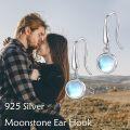 wholesale 925 Sterling Silver Round Blue Moonstone Drop Earrings-0-2