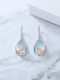 TOUPOP Sterling Silver Lotus Axolotl Hummingbird Sea Turtle Dangle Drop Earrings-0-1