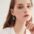 wholesale 925 Sterling Silver Metal Cowboy Boots Dangle Earrings with Blue Stones - Western Style Nashville Country  for Her-0-1