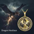 wholesale 925 Sterling Silver OXIDIZED Round Dragon Pendant Necklaces with Abalone Shell Inlay for Women Celtic s-0-11
