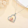 wholesale 925 Sterling Silver Unicorn Heart Pendant Necklaces with Stones and Engraved Message I Love You Forever Gift for Women-0-3