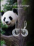 wholesale Sterling Silver Moonstone Cat Fox Panda Dangle Earrings Celtic Crescent Animal Jewelry Gift-0-17