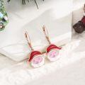 wholesale 925 Sterling Silver Pink Enamel Santa Claus Dangle Earrings for Women-0-3