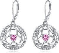 wholesale Sterling Silver Simulated Abalone Celtic Knot Dangle Earrings-October Celtic