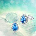 wholesale 925 Sterling Silver Blue Crystal Teardrop Stud Earrings for Women -0-1