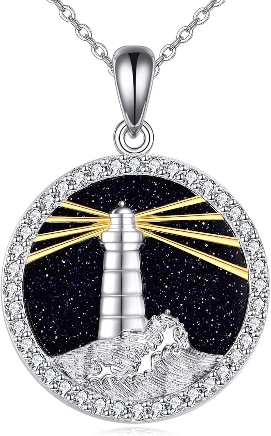 Sterling Silver Urone Lighthouse Pendant Necklace Jewelry Gift-0-0