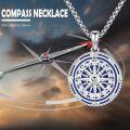 wholesale 925 Sterling Silver Blue Enamel Compass Pendant Necklace  - Nautical Jewelry for Women and Men-0-2