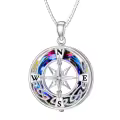 TOUPOP Sterling Silver Celtic Knot Compass Necklace Gift for Women-0-0