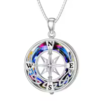 TOUPOP Sterling Silver Celtic Knot Compass Necklace Gift for Women-undefined