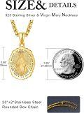 wholesale 925 Sterling Silver & 24K Gold Plated Virgin Mary Medal Pendant Necklace for Men and Women-0-1