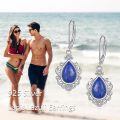 wholesale 925 Sterling Silver Elegant Purple Teardrop Earrings Wholesale With Crystal Accents-0-18