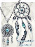 wholesale 925 Sterling Silver Turquoise Bohemian Dream Catcher Pendant Necklaces for Women - Vintage Lotus Feather Talisman s-0-5