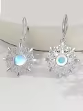 TOUPOP Sterling Silver Moonstone Christmas Snowflake Dangle Earrings-0-3