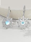 TOUPOP Sterling Silver Moonstone Christmas Snowflake Dangle Earrings-0-3