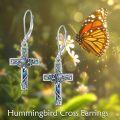 wholesale 925 Sterling Silver Cross Earrings with Abalone Shell Inlay Leverback Dangle Drop Religious Jewelry for Women and Men-0-5