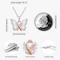 wholesale 925 Sterling Silver Pink Ribbon Survivor Butterfly Pendant Necklace - PTSD Awareness s for Women-0-2