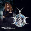 wholesale 925 Sterling Silver Abalone Shell Pentagram Triple Moon Goddess Pendant Celtic Knot Necklace for Women Girls Wicca Pagan s 43mm x 68mm-0-5