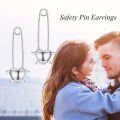 wholesale 925 Sterling Silver Heart Safety Pin Stud Earrings-0-3