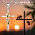 wholesale 925 Sterling Silver Bee and Cross Pendant Necklace-0-1
