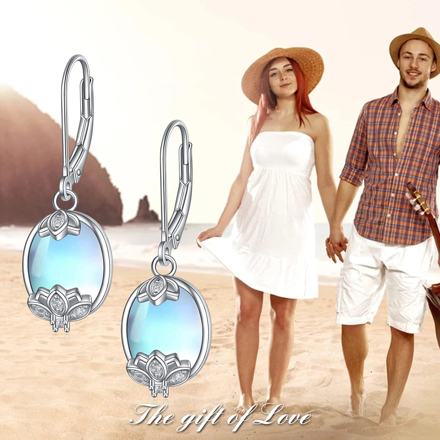 wholesale 925 Sterling Silver Moonstone Celtic Filigree Teardrop Dangle Earrings with Leverbacks-0-2