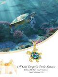 TOUPOP 14K Gold Turquoise Sea Turtle Pendant Necklace-0-1