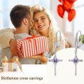 TOUPOP Sterling Silver Birthstone Infinity Cross Dangle Drop Earrings-0-2