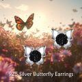 wholesale 925 Sterling Silver Butterfly Black Druzy Stud Earrings - Cute Fashion Jewelry for Women Gift Ideas-0-5