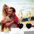 wholesale 14K Gold Black Onyx Heart Leverback Dangle Earrings for Women's Gifts-0-5