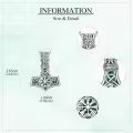 wholesale 925 Sterling Silver Green Enamel Norse Vegvisir Pendant Mens Viking Necklace-0-4