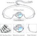 wholesale 925 Sterling Silver Moonstone Leaf Design Chain Link Bracelet-0-5