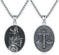 wholesale 925 Sterling Silver Ancient Egypt Jewelry Set - Anubis & Scales Pendants with 34 Box Chain for Men Women-Anubis