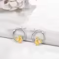 wholesale 925 Sterling Silver Gold Plated Hen Charm Hoop Earrings Wholesale for Women Girls Mothers Day Gift-0-2