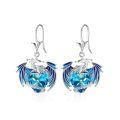 wholesale 925 Sterling Silver Dragon Heart Drop Earrings Wholesale With Blue Crystals-0-0
