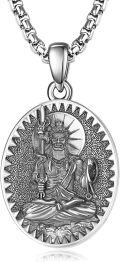 wholesale 925 Sterling Silver Zodiacl Bodhisattva Pendant Necklace  Buddha Talisman Protection Jewelry for Men with 24+2 Round Chain-0-0